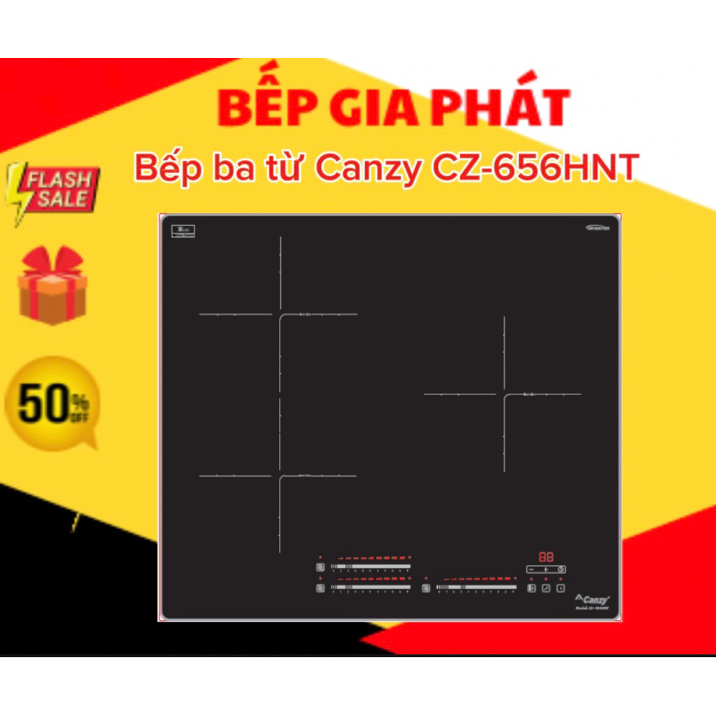 Bếp từ Canzy CZ-656HNT ba vùng từ với ba điều khiển dễ sử dụng , Inverter tiết kiệm điện, booster nấ