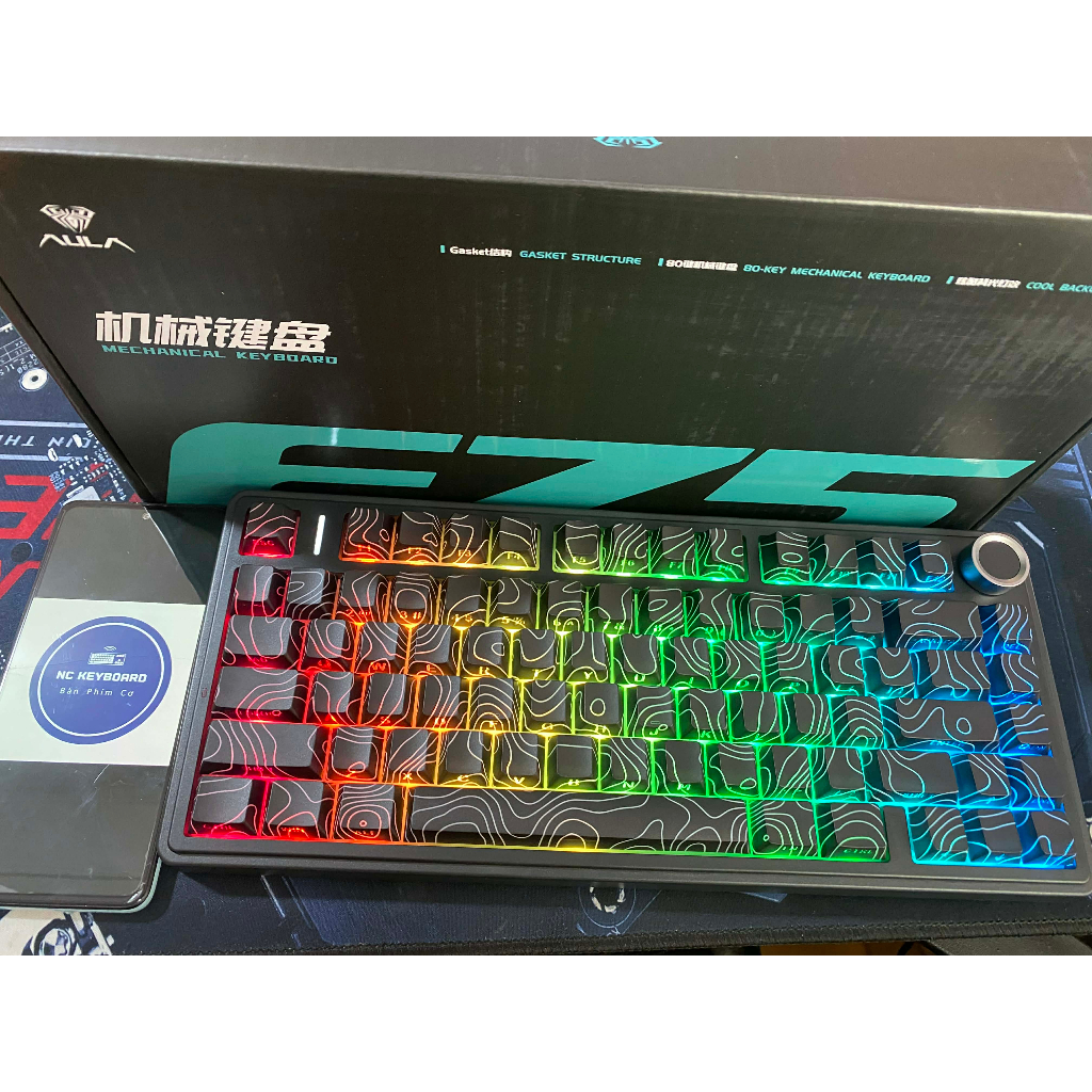 Bàn phím cơ bluetooth AULA F75 - Bàn phím không dây 3 mode kết nối - LED RGB