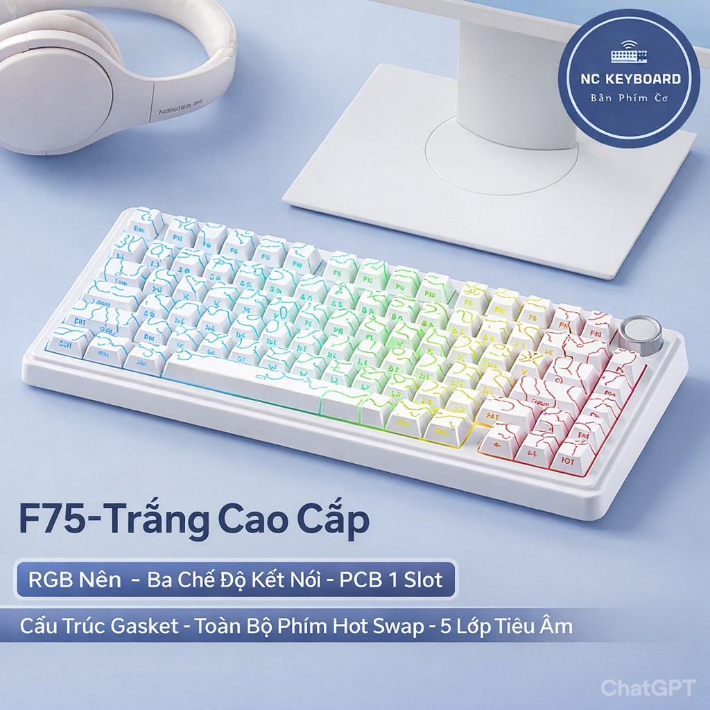 Bàn phím cơ bluetooth AULA F75 - Bàn phím không dây 3 mode kết nối - LED RGB | BigBuy360 - bigbuy360.vn