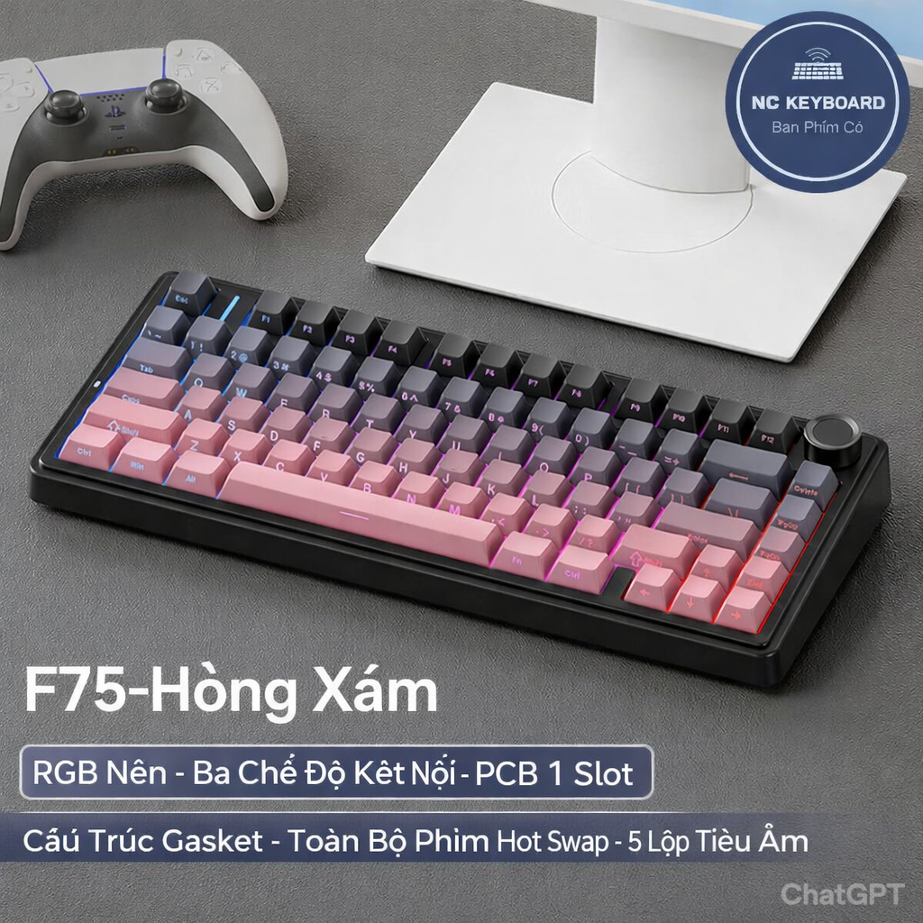 Bàn phím cơ bluetooth AULA F75 - Bàn phím không dây 3 mode kết nối - LED RGB | BigBuy360 - bigbuy360.vn