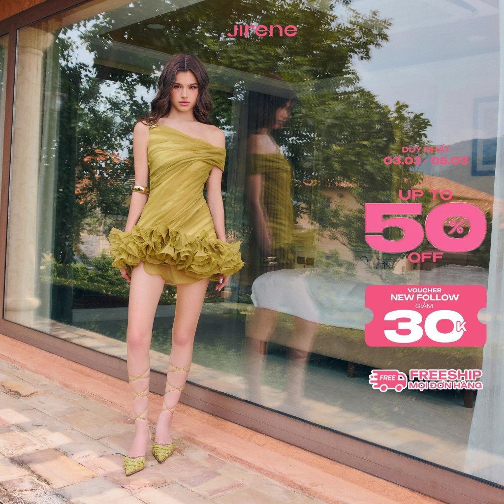JIRENE - Đầm nữ thiết kế trễ vai bồng bềnh SUMMA DRESS