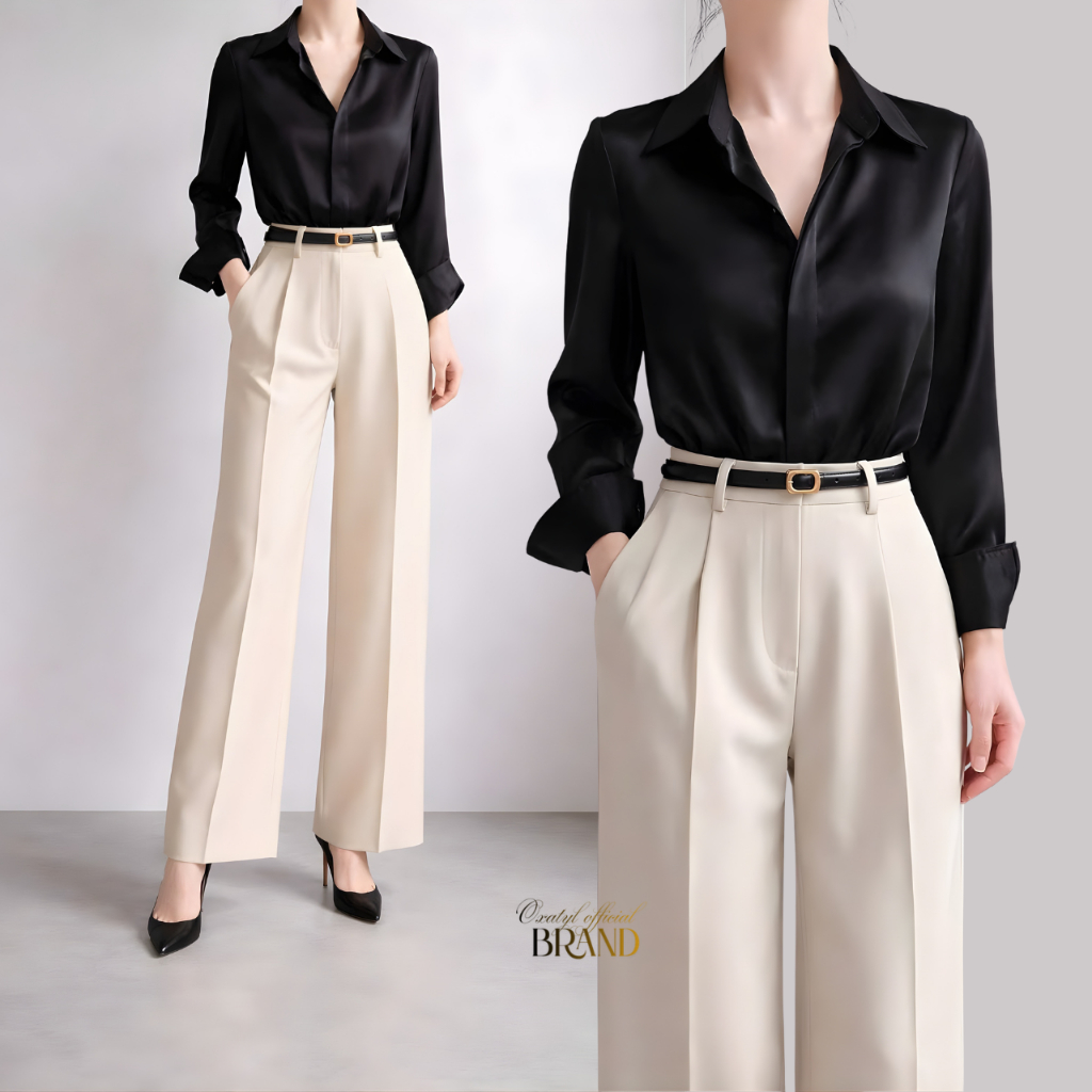 Quần ống suông ống rộng công sở cao cấp chất vải mát ống quần rộng fom cơ bản dễ phối đồ Q258 | BigBuy360 - bigbuy360.vn