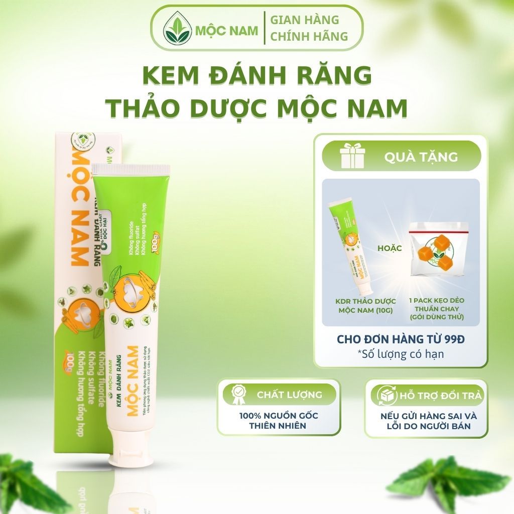 Kem đánh răng thảo dược Mộc Nam Travel size - Nhỏ gọn tiện lợi, mang đi du lịch (10g)