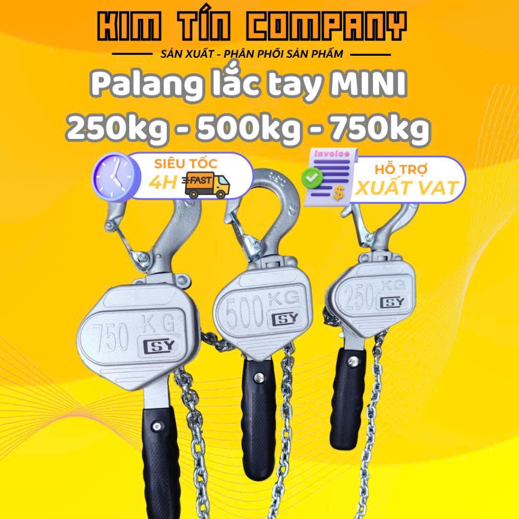 Palang xích lắc tay Mini 250kg - 500kg - 750kg, palang xích kéo tay - KIM TÍN COMPANY