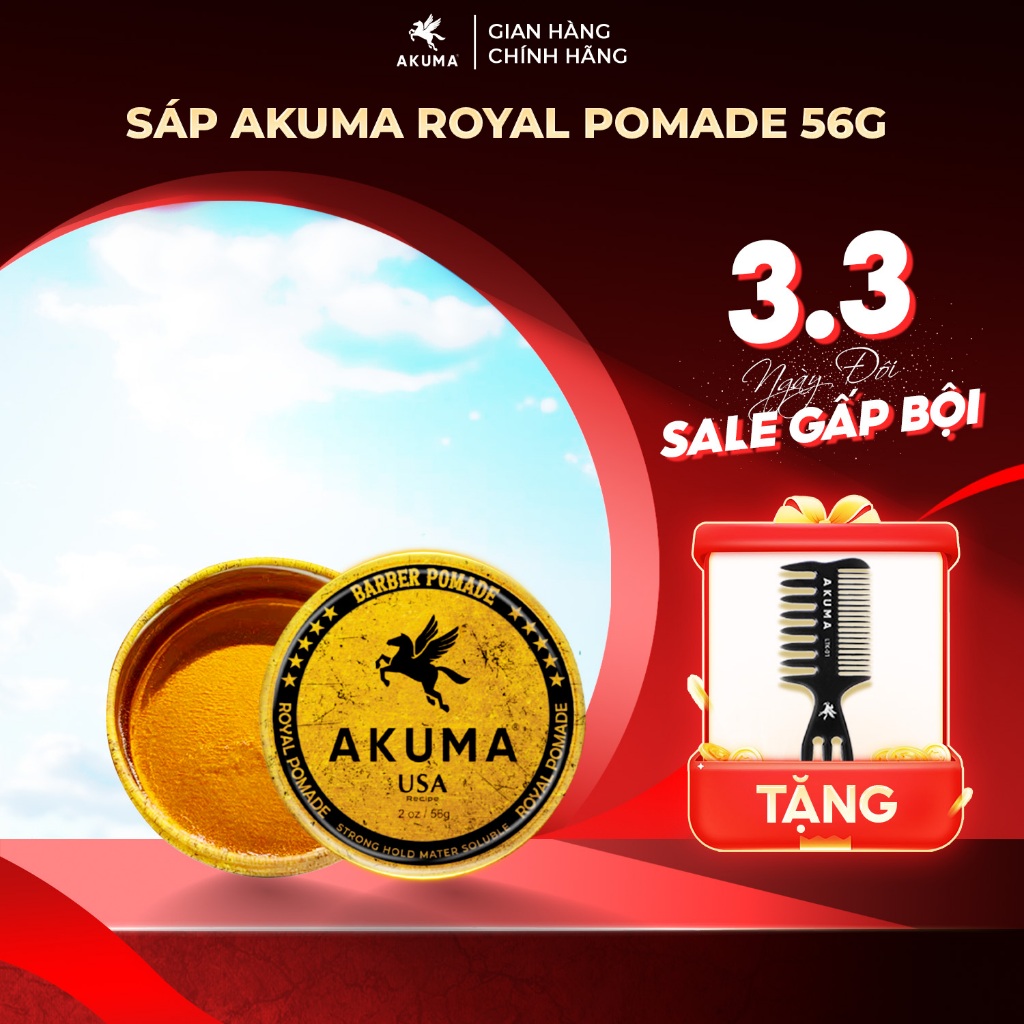 Sáp Vuốt Tóc AKUMA ROYAL POMADE Chính Hãng, Hương Thơm Nam Tính, Độ Bóng Cao