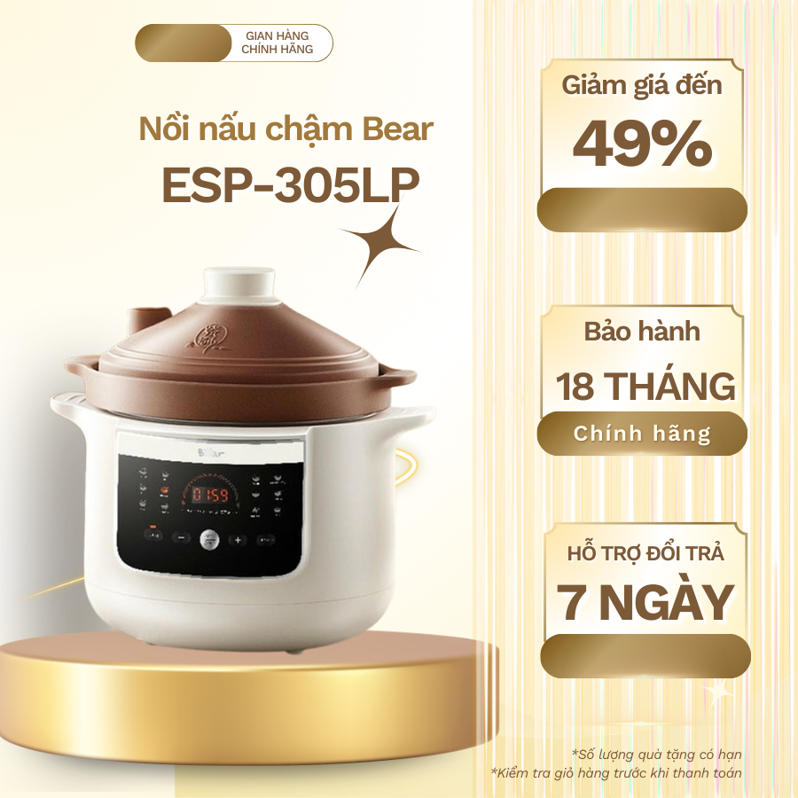 Nồi nấu chậm tử sa 3L Bear ESP-305LP
