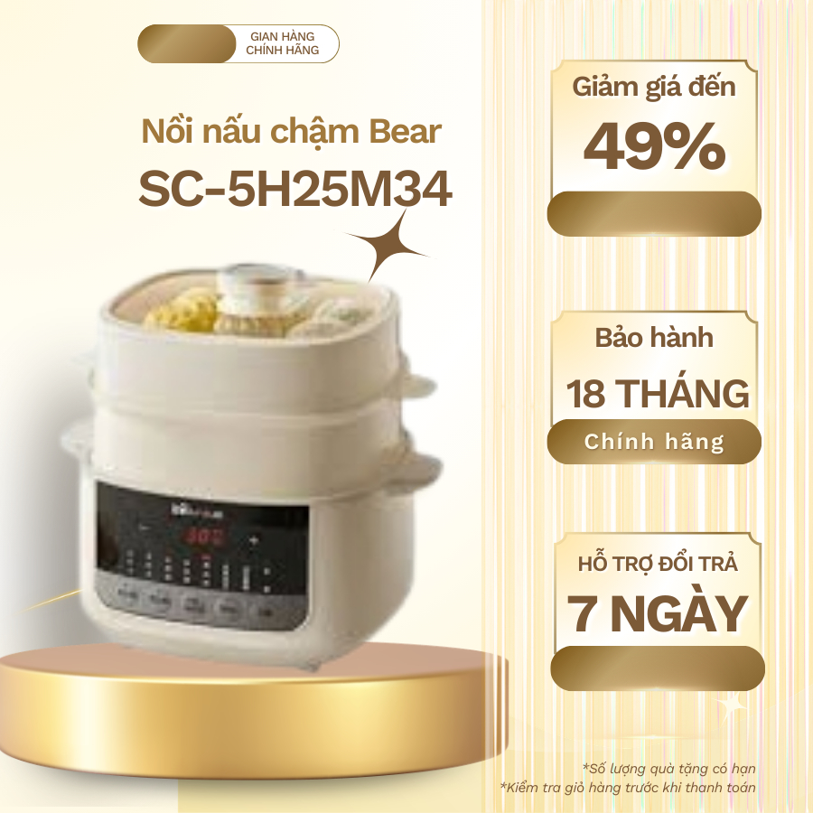 Nồi nấu chậm Bear 2.5L SC-5H25M34 (Bản Quốc Tế)