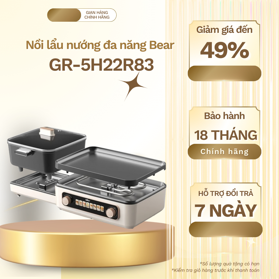 Nồi lẩu nướng đa năng Bear GR-5H22R83 (Bản Quốc Tế)