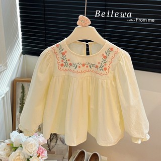 Áo sơ mi bé gái thêu hoa dễ thương size 10-30kg