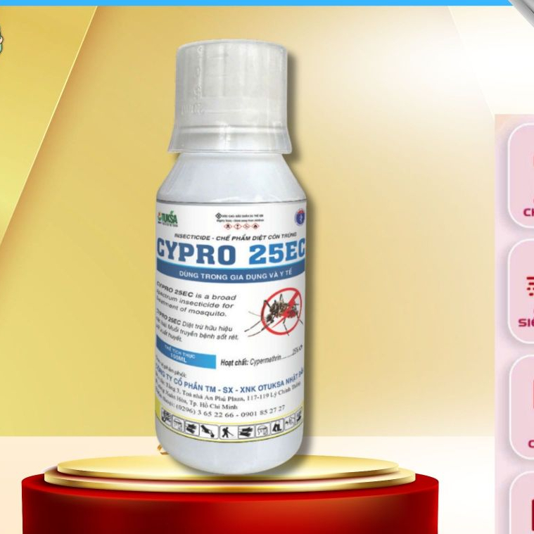 Cypro 25EC diệt muỗi nhà cửa, sân vườn kho bãi... và côn trùng gây hại (Nhập Ấn Độ) Có xuất VAT