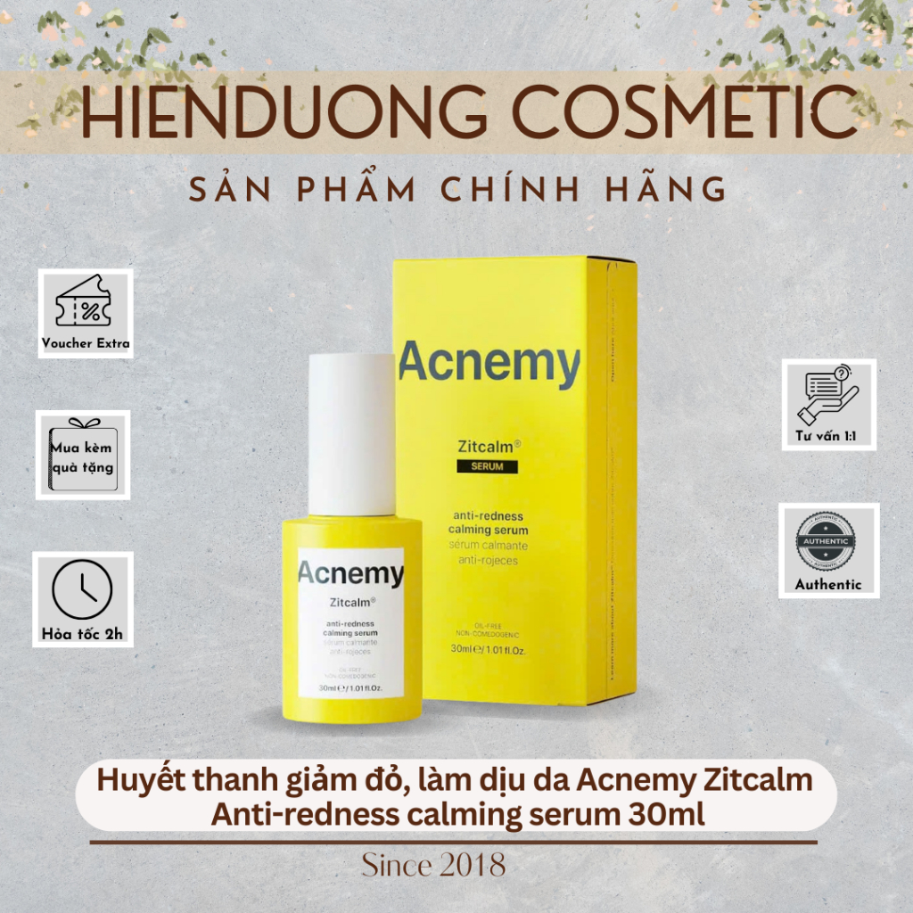 [Đại lý chính hãng] Huyết thanh giảm đỏ, làm dịu da Acnemy Zitcalm anti-redness calming serum 30ml |