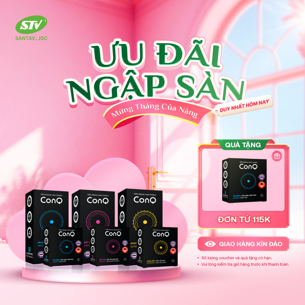 Bao cao su siêu mỏng CONQ co giãn linh hoạt size 52mm