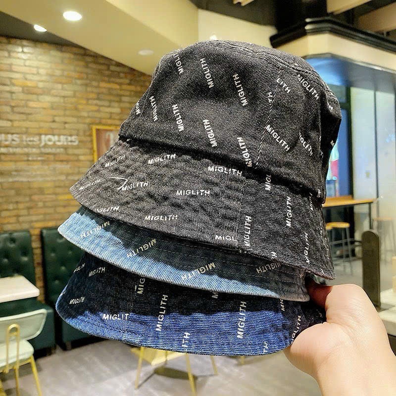 Mũ Bucket Denim In Chữ Cá Tính – Mũ Tai Bèo Jean Unisex Phong Cách Streetwear