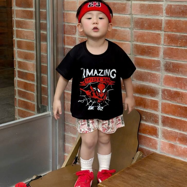Bộ người nhện bé trai,set SPIRDER AMAZING cotton sieu mát cho mùa hè năng động nổi bật cho bé trai t