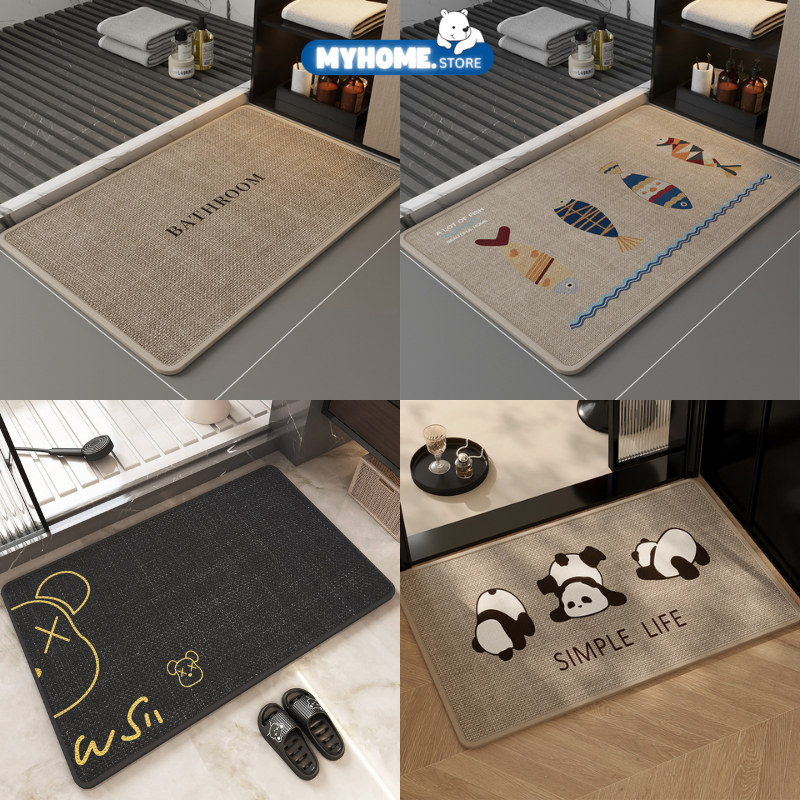 [HÀNG LOẠI 1] Thảm Lau Chân Vải Lanh Chống Trượt Siêu Thấm Hút, Thảm Chùi Chân Cửa Ra Vào Phòng Tắm Phòng Khách MYHOME
