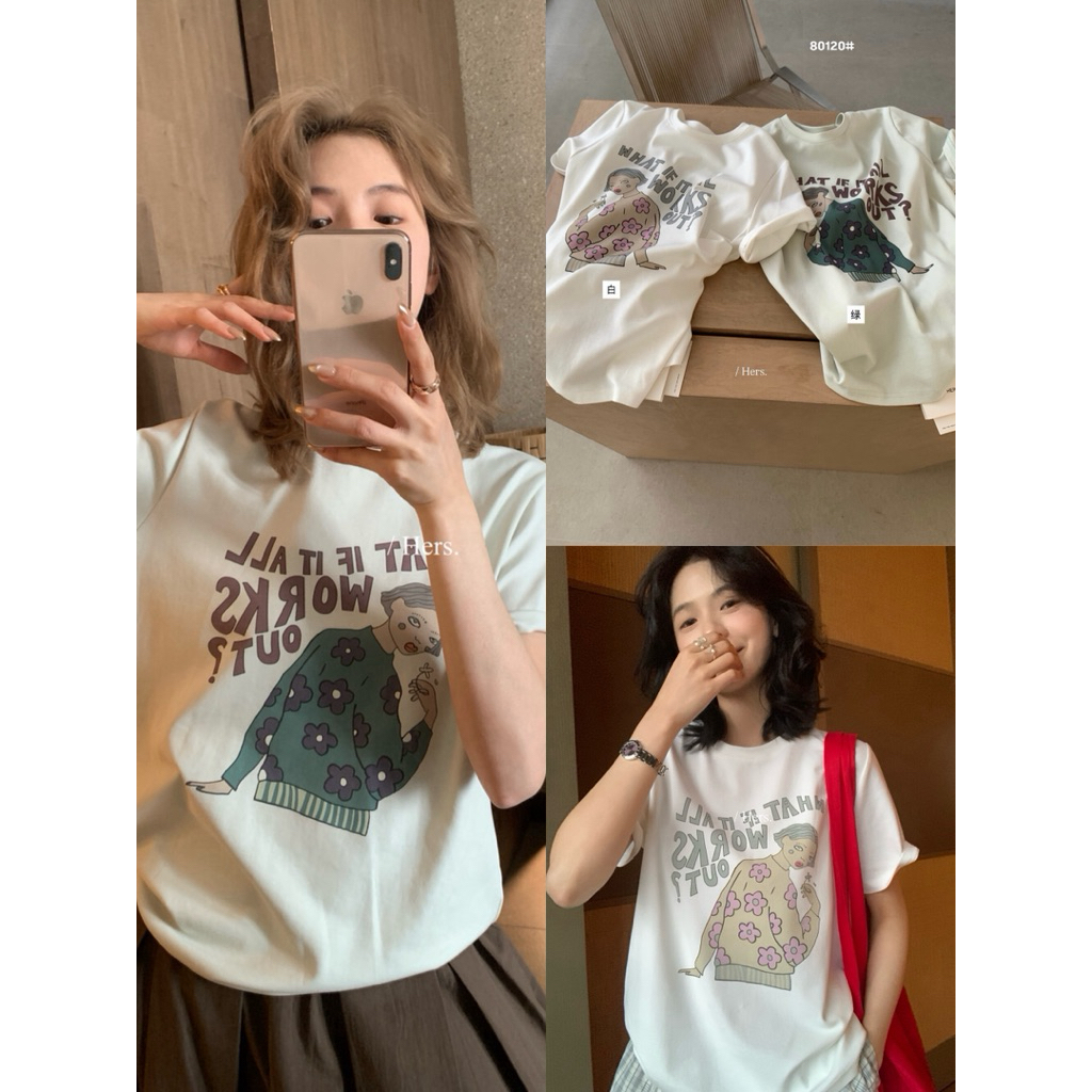 𝐢𝐦𝐜𝐡𝐢𝐜.𝟐𝟐𝐬 | Áo Thun Cô Gái Hers Cotton Cao Cấp Phong Cách Hàn Quốc Thời Nữ