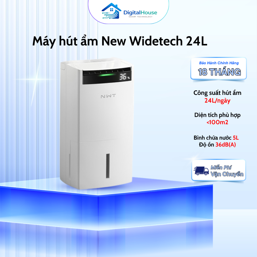 Máy hút ẩm Xiaomi New Widetech WDH24WU1 24L cho phòng dưới 100m2 - Bảo hành 18 Tháng
