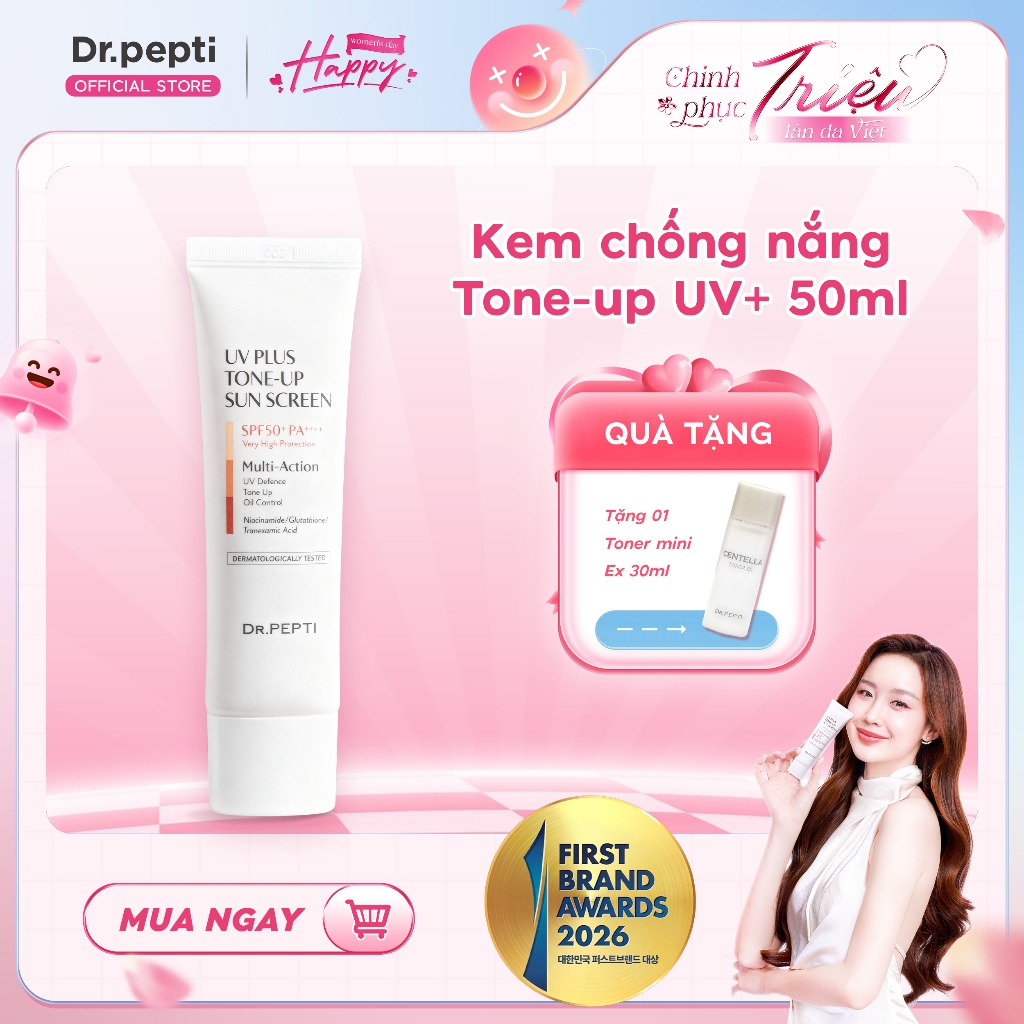 [LIVE] Kem Chống Nắng Nâng Tone SPF 50+ PA++++ Dr.Pepti UV Plus Tone Up Sun Screen CN01