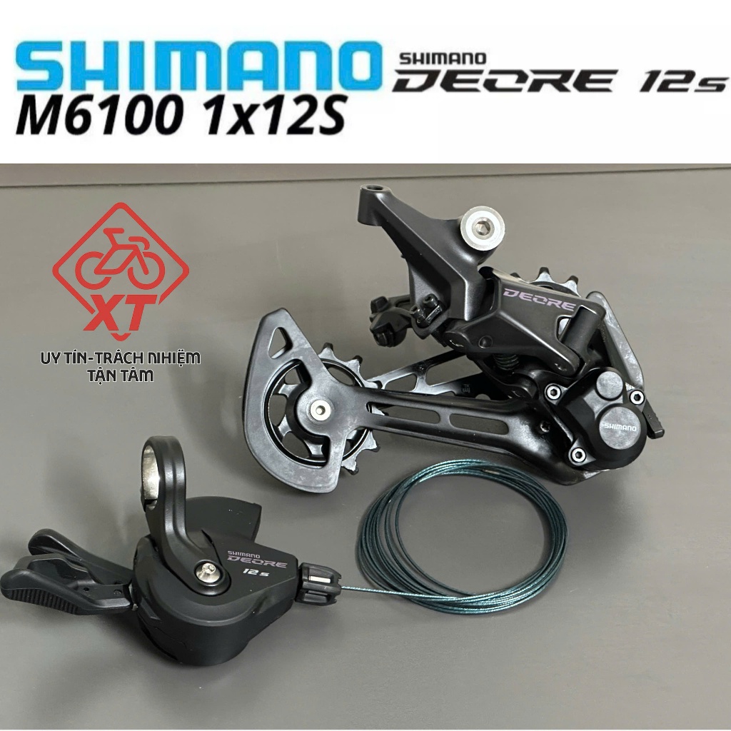Combo tay bấm củ đề deore M6100 1x12 speed chính hãng, Bộ Tay Đề + Cùi Đề Sau SHIMANO M6100 1x12 Spe