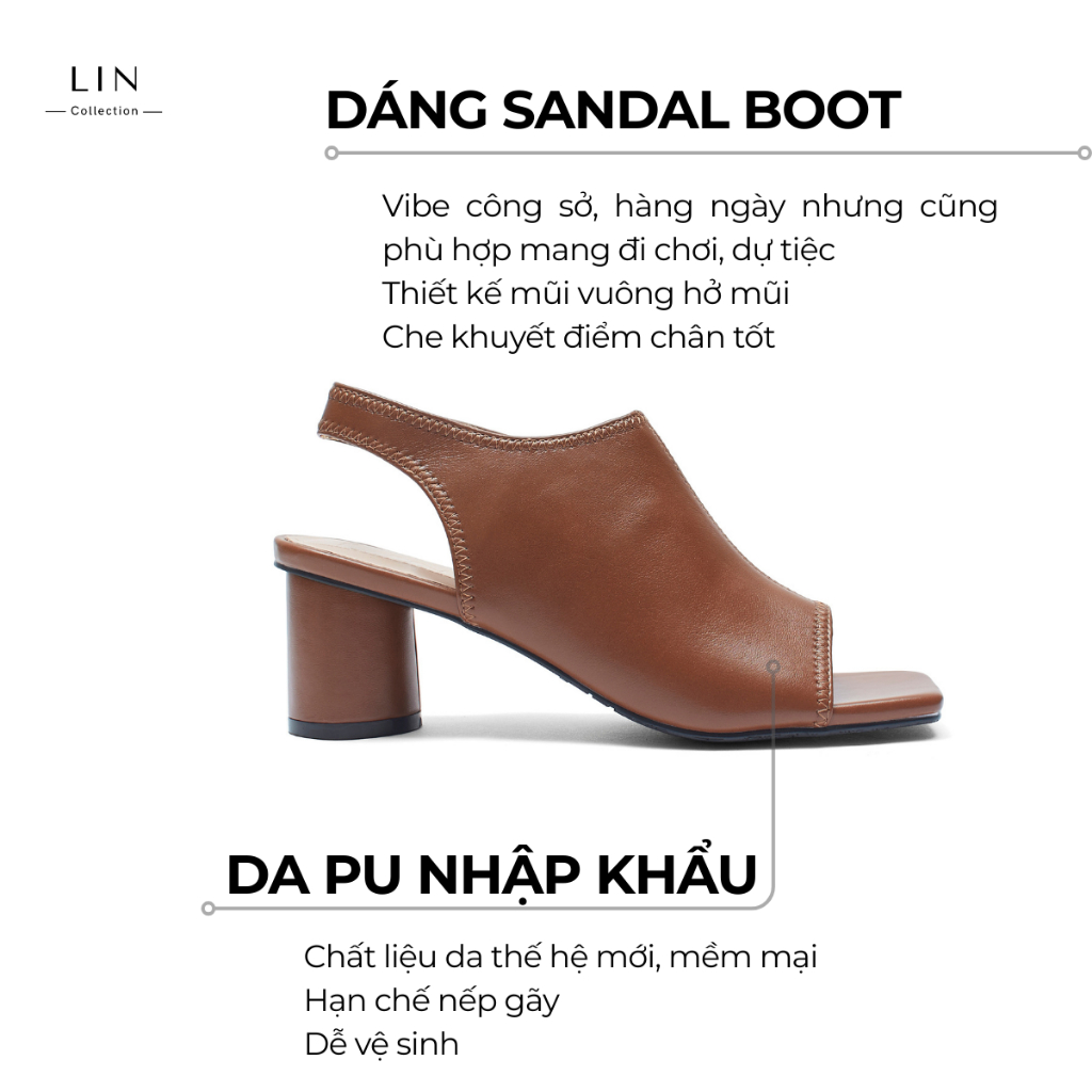 [CHÂN DÀY TĂNG SIZE] LIN23-Giày Cao Gót Hở Mũi Quai Hậu Gót Trụ Cao 6 Phân LIN COLLECTION