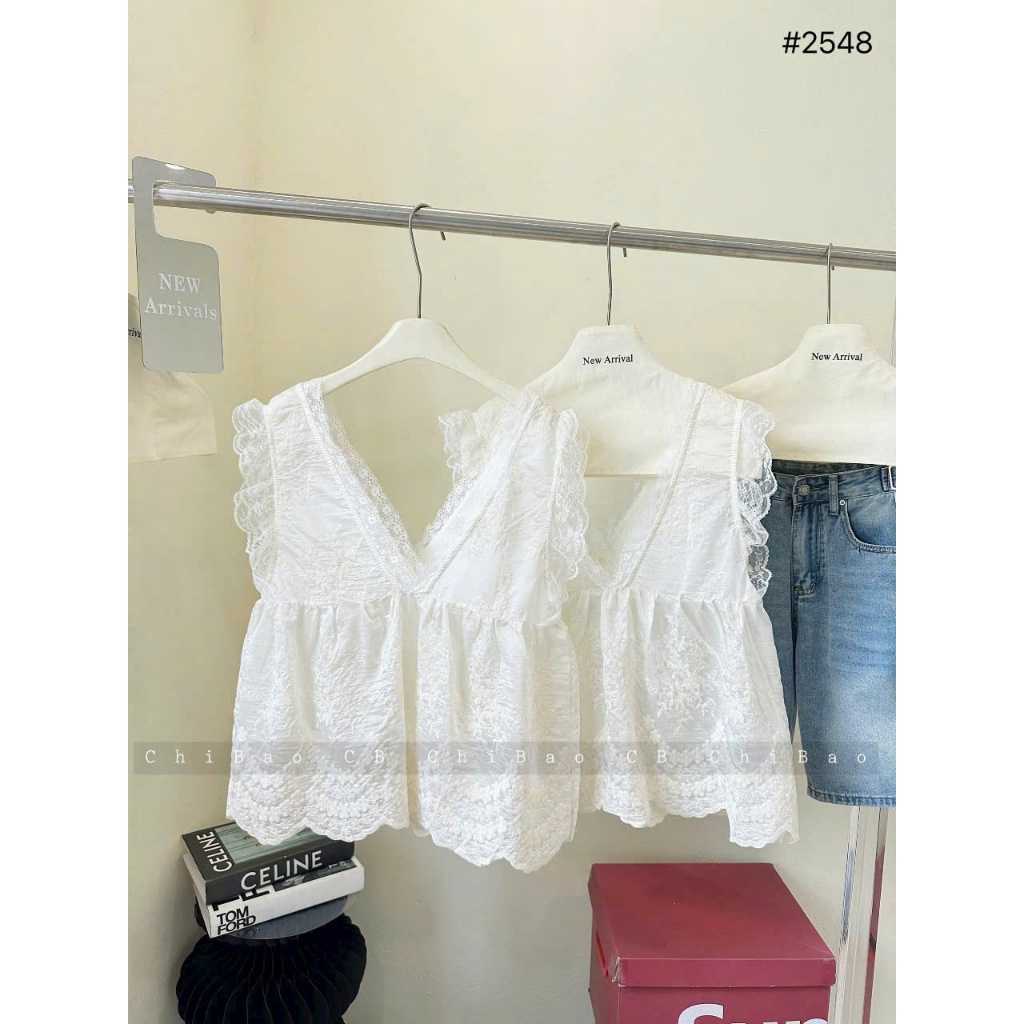 áo cổ V Phối Ren Trắng, Áo Kiểu Tay Cánh Tiên Phong Cách sang chảnh,hot hit 2026 | BigBuy360 - bigbuy360.vn