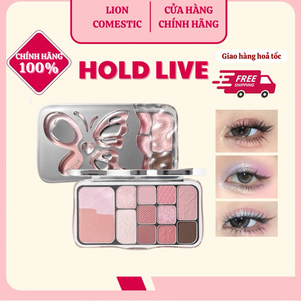 [HOLD LIVE] Bảng Phấn Mắt Má Kèm Tạo Khối 12 Màu 4in1 Hold Live Mist Butterfly Shadow Hồng Lạnh HL79