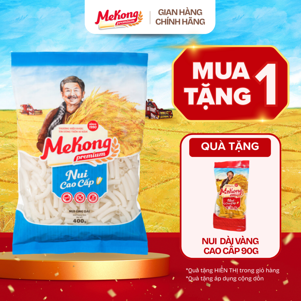 Mekong Nui gạo cao cấp ống dài gói 400g Nguyên Chất Eat Clean Siêu Ngon Mekong Premium Không Hàn The