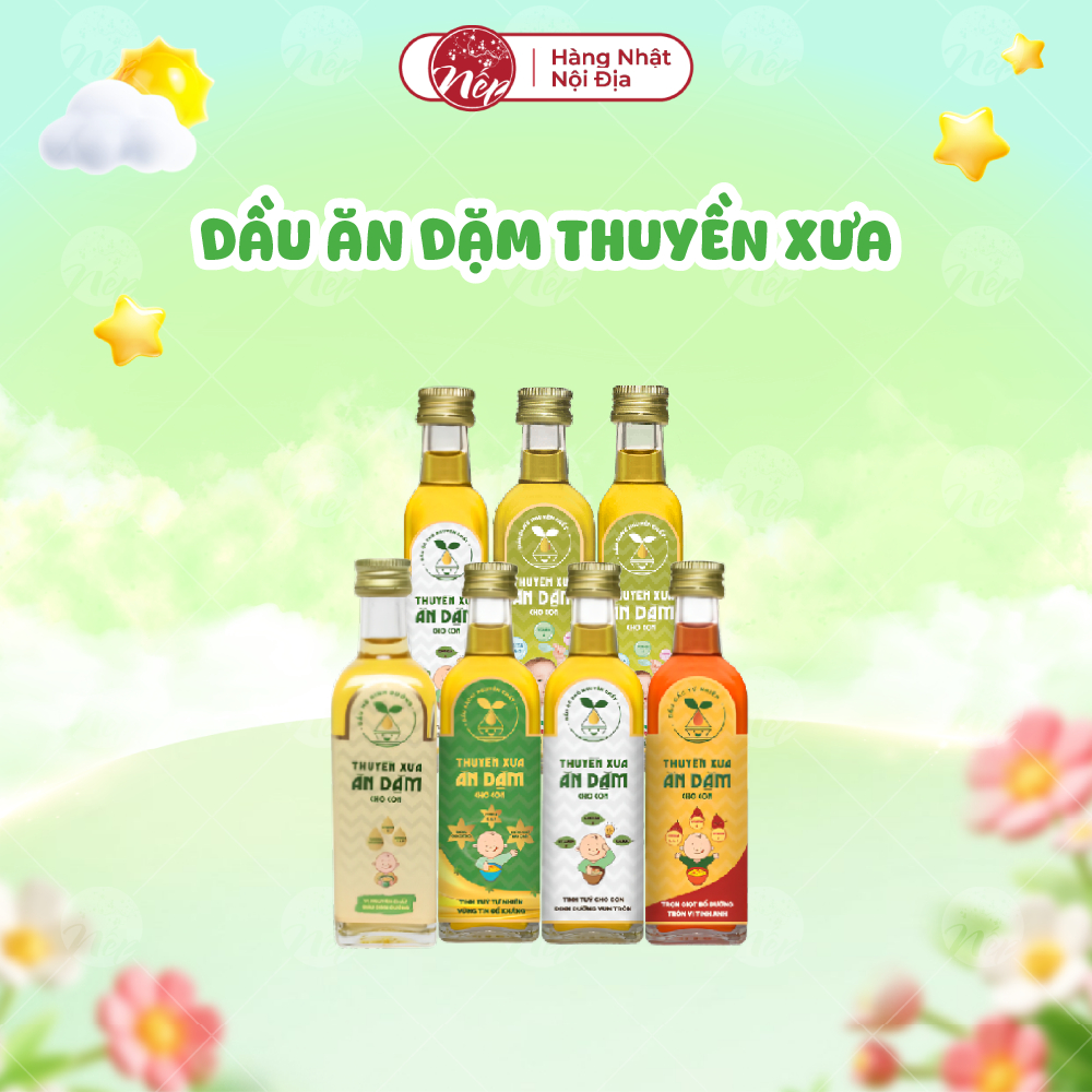 [Date Mới] Dầu Ăn Dặm Cho Bé Thuyền Xưa 100% Hạt Tự Nhiên 65ml (Oliu,Macca, Óc Chó, Gấc, Sachi, Mè) - nepshop1