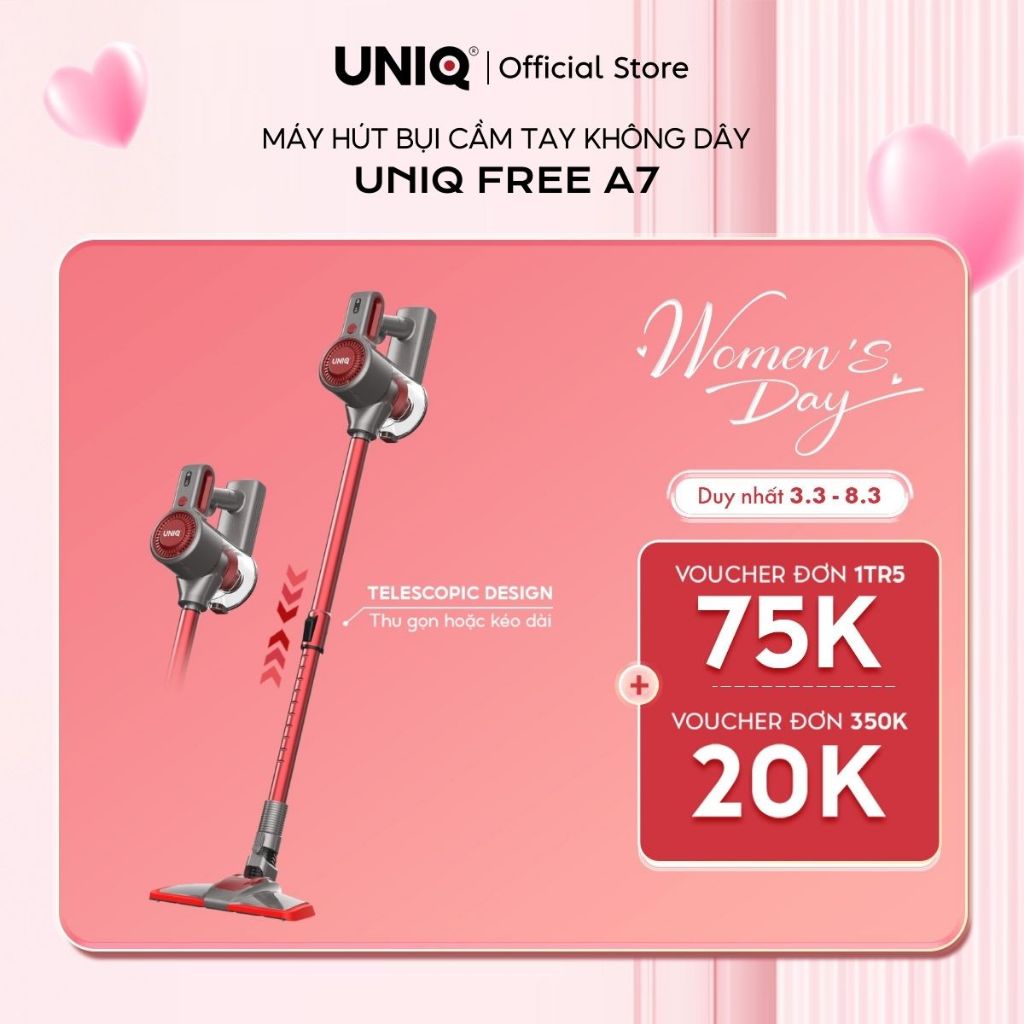 Máy hút bụi cầm tay không dây uniq free a7 đa năng hút bụi mini giường nệm ô tô ghế sofa