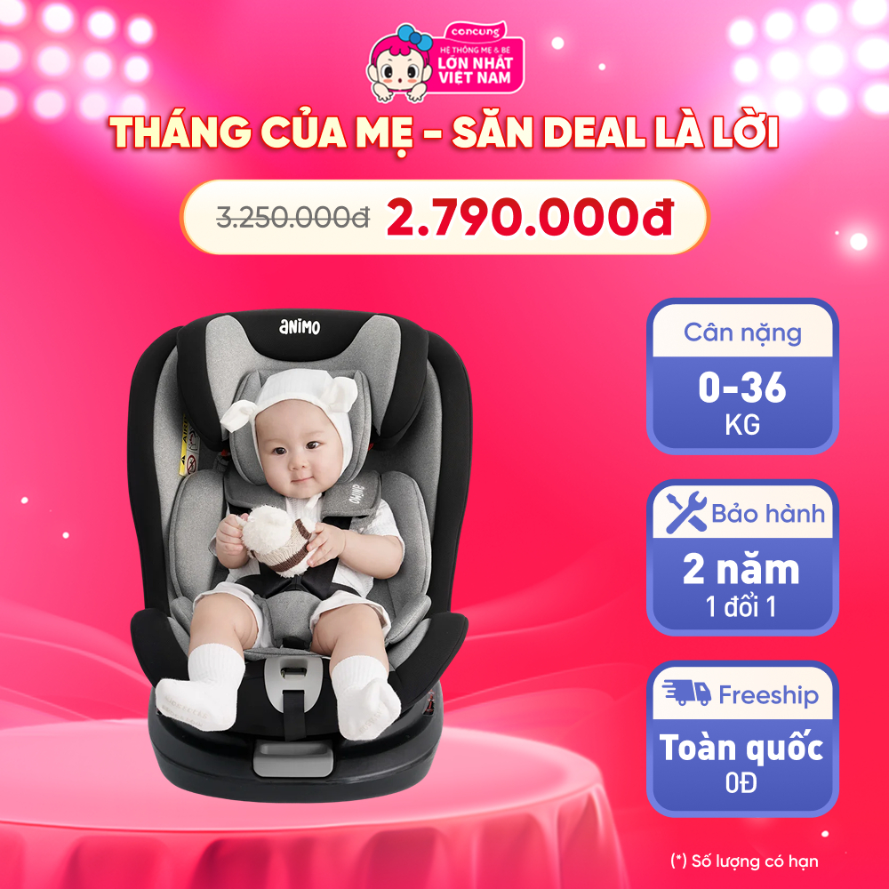 Ghế ngồi ô tô Animo OneFit Isofix 360 (0-36kg, R44, CS008, Stone Gray)