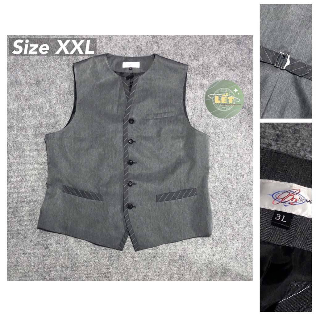 Áo gile vest Nhật nam màu xám xanh size lớn hiệu B2 FOR MEN [2HAND|hàngsiNhật|SECONDHAND]