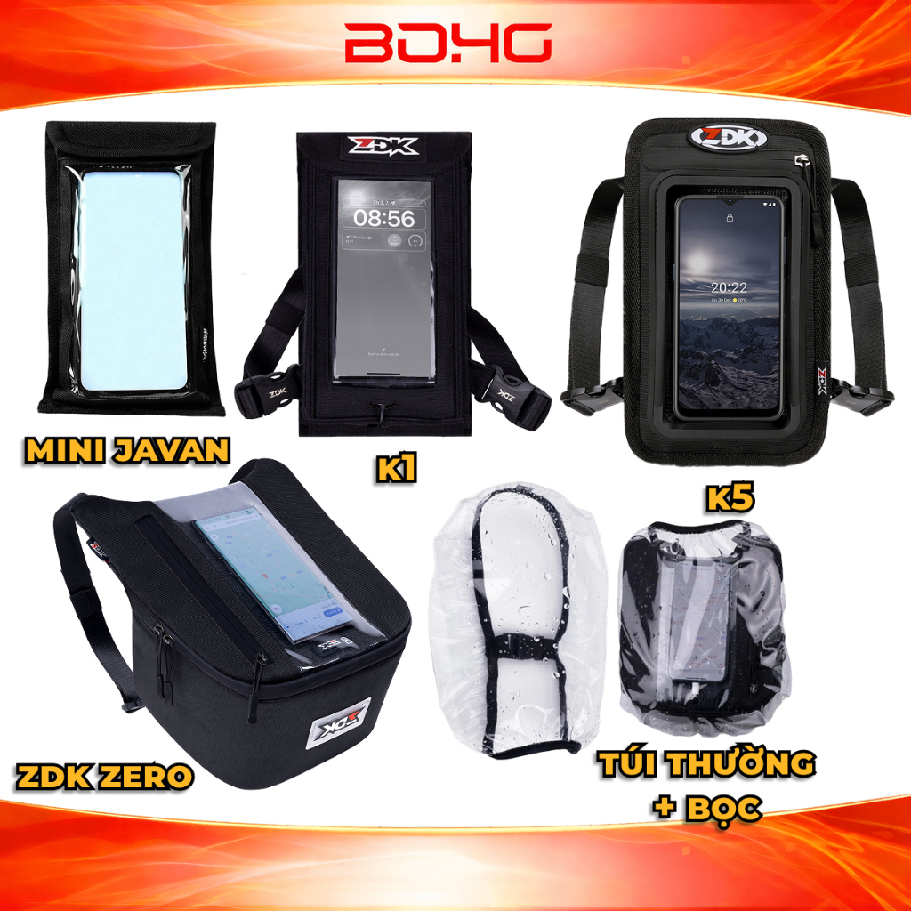 Túi Treo Đầu Xe Máy GRAP Kèm Bọc, Túi ZDK ZERO, Mini Javan K1, K5  Chính Hãng Đựng Điện Thoại