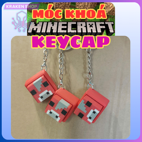 MÓC KHOÁ SWITCH KEYCAP - KHỐI MINECRAFT CUTE RED BULL [GIÁ SIÊU SỈ]