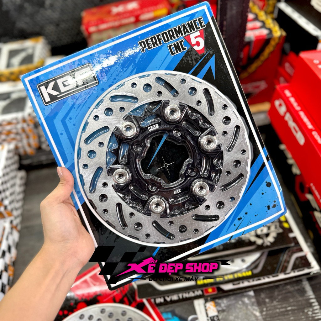 Đĩa KBF 220mm 4 lỗ thông dụng mẫu v4 v5 TQ6 - đĩa thép lòng nhôm phe inox