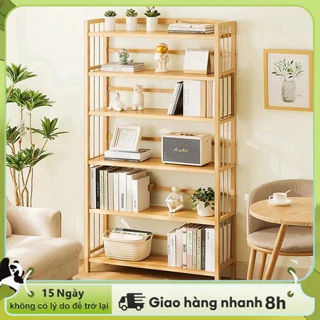 LACCOHUG Kệ Để Sách Kệ Tre Tự Nhiên Đa Năng Kệ Sách Kệ Trưng Bày Đồ Cũng Có Thể Dùng Làm Kệ Bếp