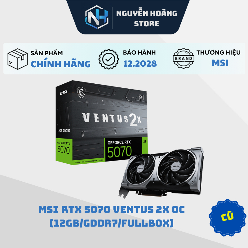 VGA card màn hình MSI RTX 5070 VENTUS 2X OC 12GB Cũ