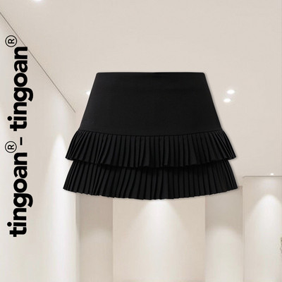 TINGOAN® - Chân váy cạp lửng đen phối xếp ly 2 tầng nhí KIMBERLLY SKIRT/BL