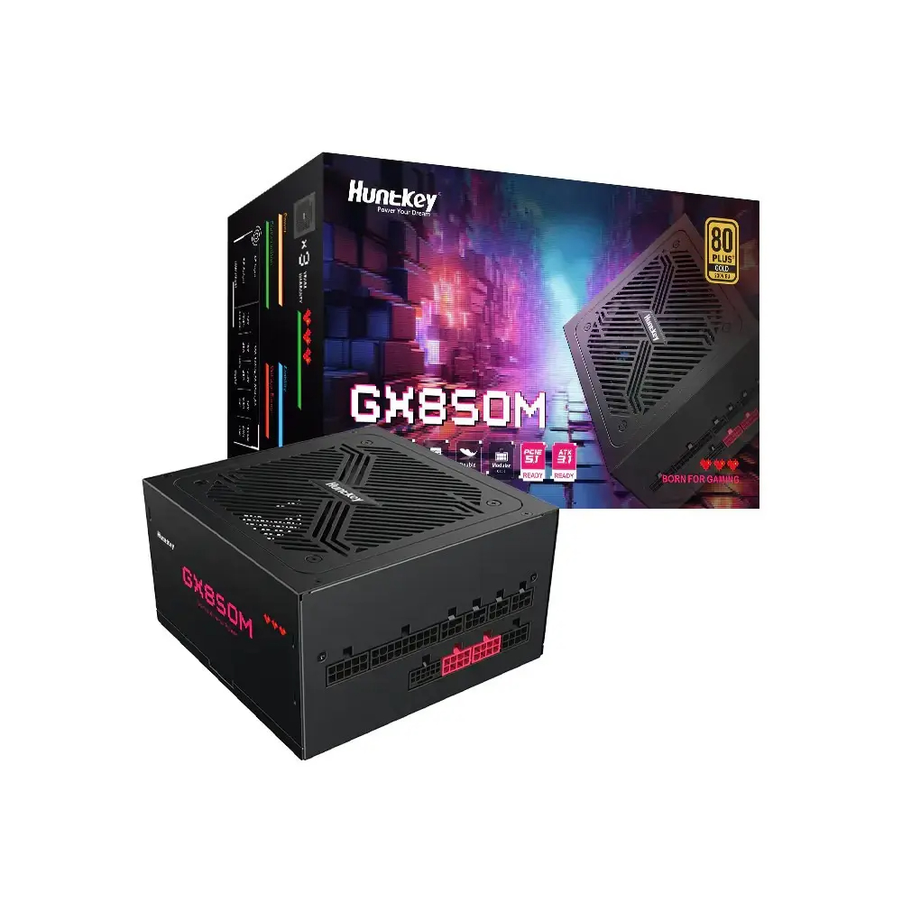 Nguồn Huntkey GX850M 850W 80 PLUS GOLD PCIE 5.1 (Full Modular/ ATX/ ĐEN)