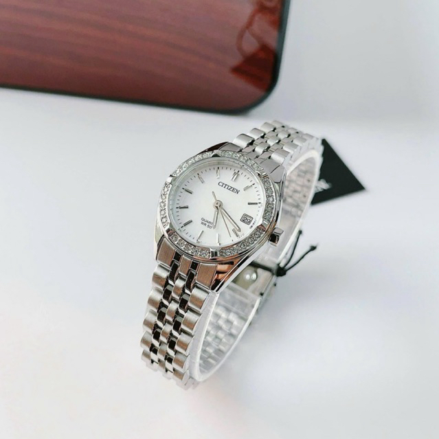 Đồng Hồ Nữ Citizen EU6060-55D - Mẫu Tiểu Rolex Niềng Khía Đính Đá - Quà Tặng 8/3 Sang Trọng - Size 2