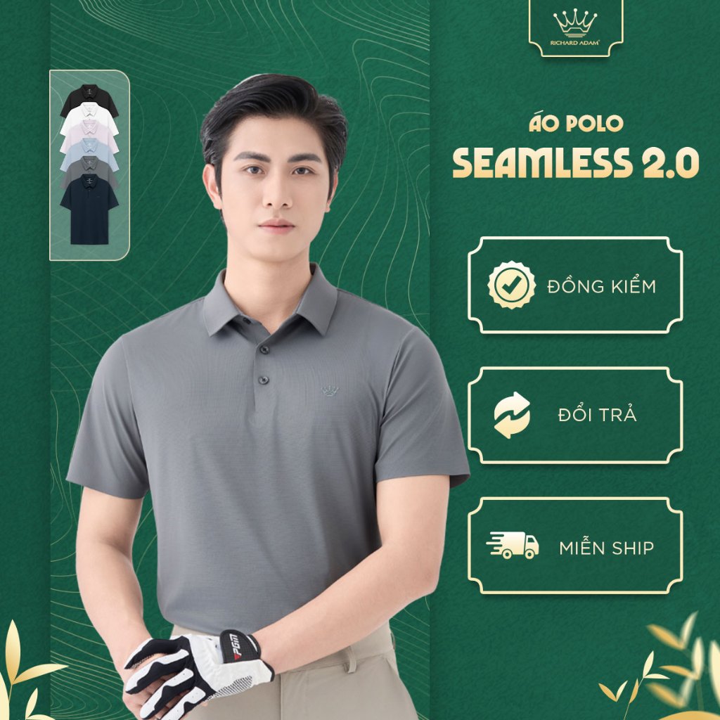 Áo thun polo có cổ Richard Adam SEAMLESS cao cấp ngắn tay co dãn tốt bền màu thoáng khí - PL290624