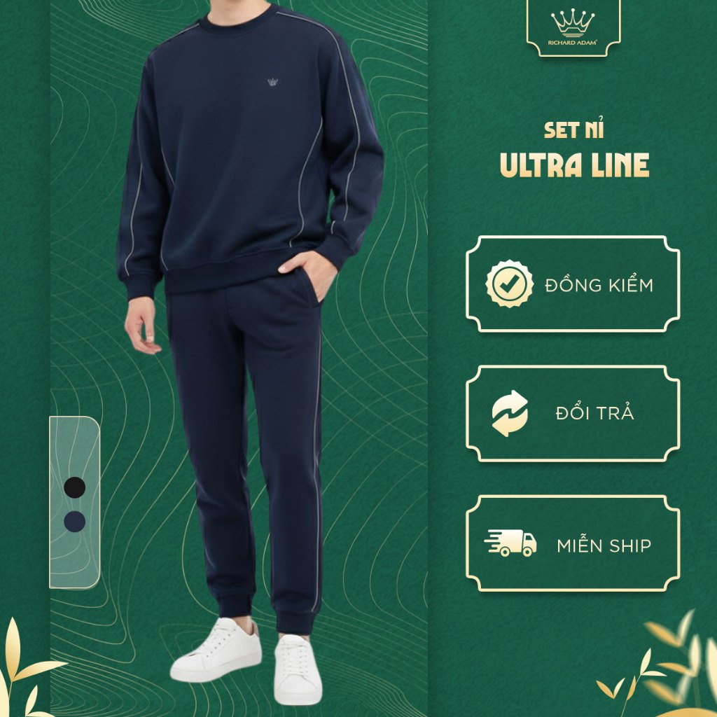 Bộ đồ nỉ nam Richard Adam Ultra line Cổ Tròn, Cotton Cao Cấp, Giữ Nhiệt Tốt, Thoải Mái BN160825