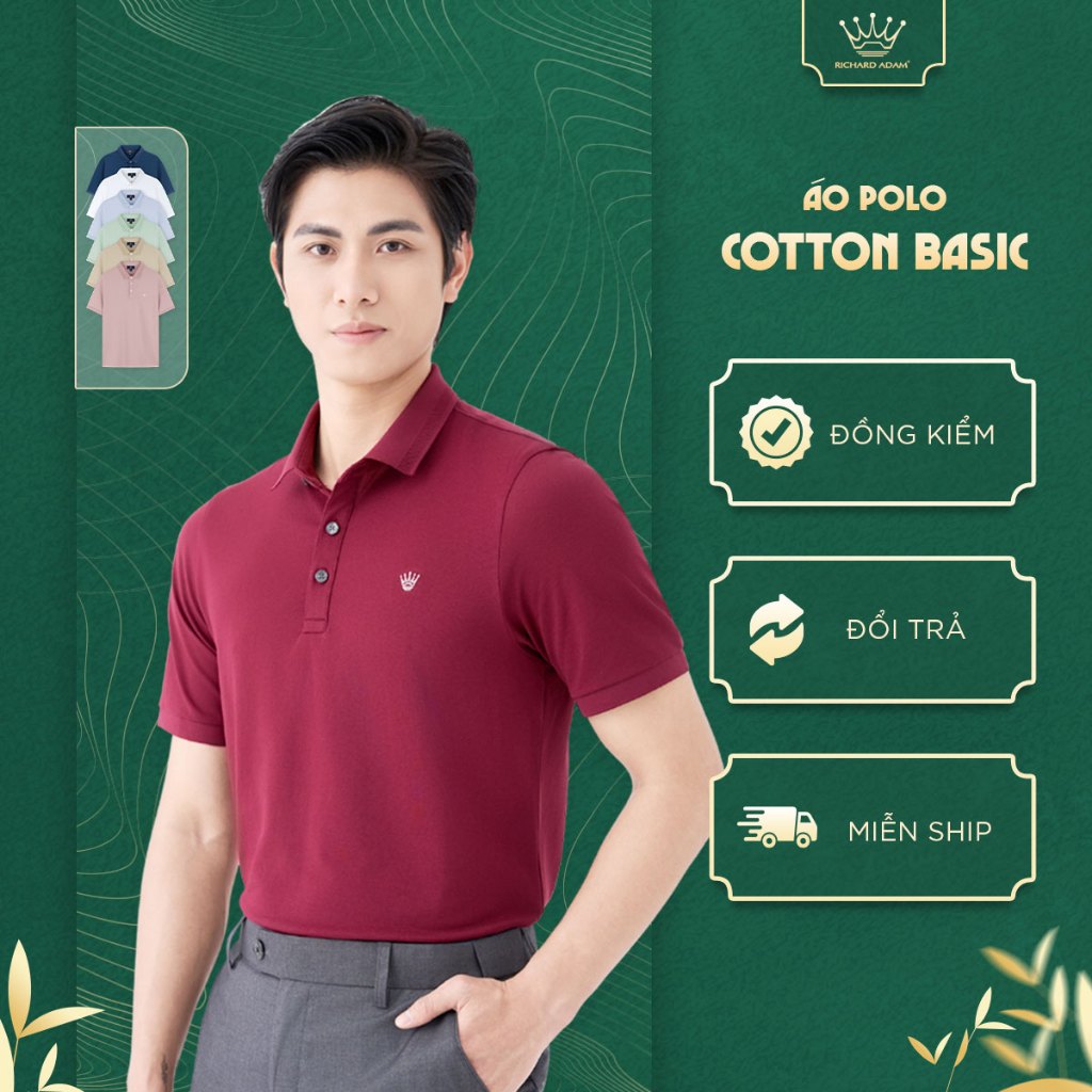 Áo Polo Nam RICHARD ADAM Vải Premium Cotton Co Giãn, Bền Màu Thoáng Khí, Form Regular PL010621