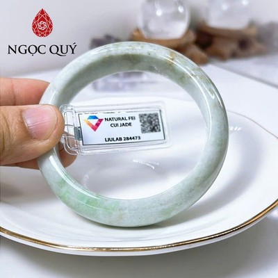 Vòng cẩm thạch A - Vòng phỉ thúy type A xanh điểm lý và phỉ ni 56 mm ( Kèm kđ type A) - Ngọc Quý