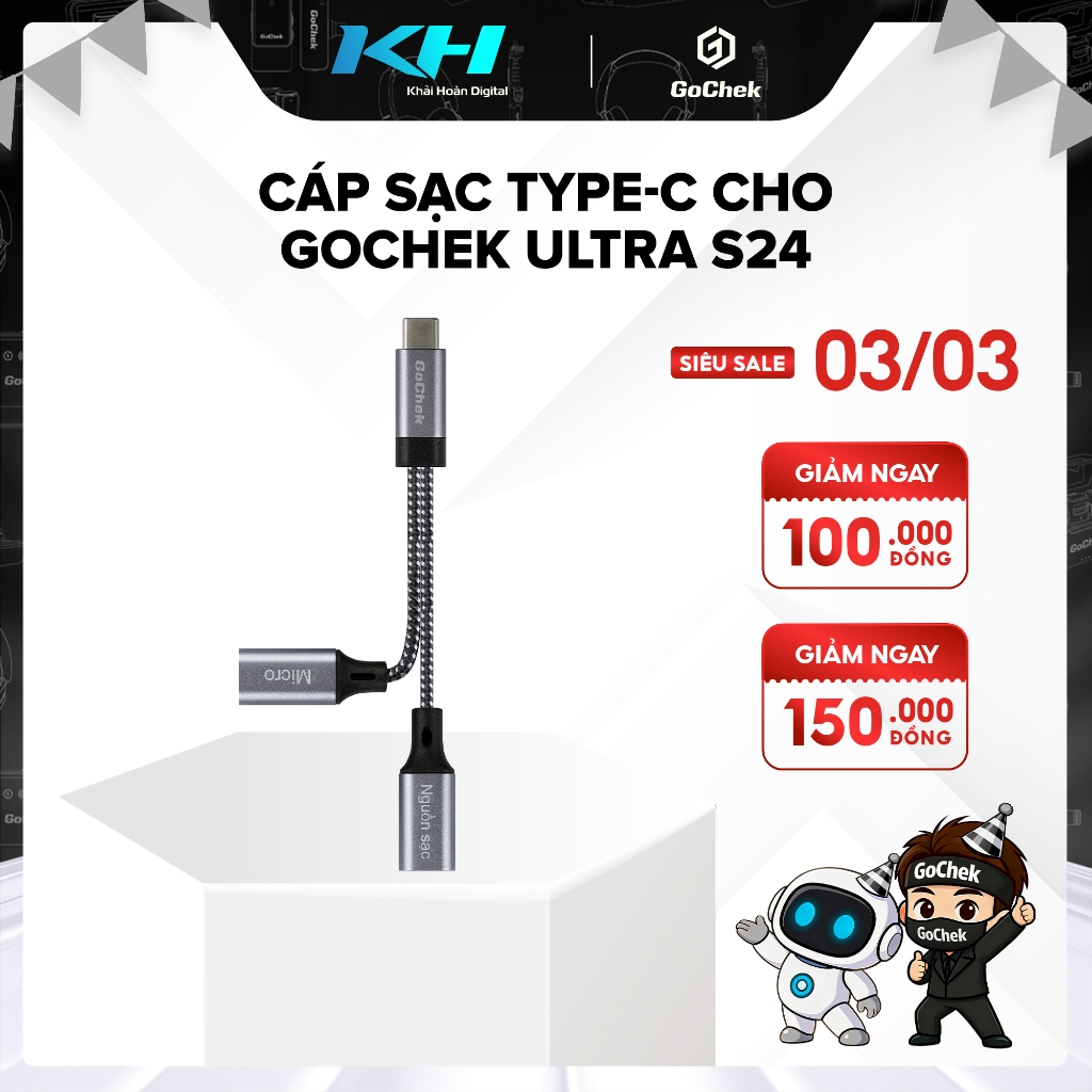 Cáp Chuyển Đổi Hỗ Trợ Sạc Và Mic GoChek – Thiết Kế Tiện Lợi, Quay Video/Livestream