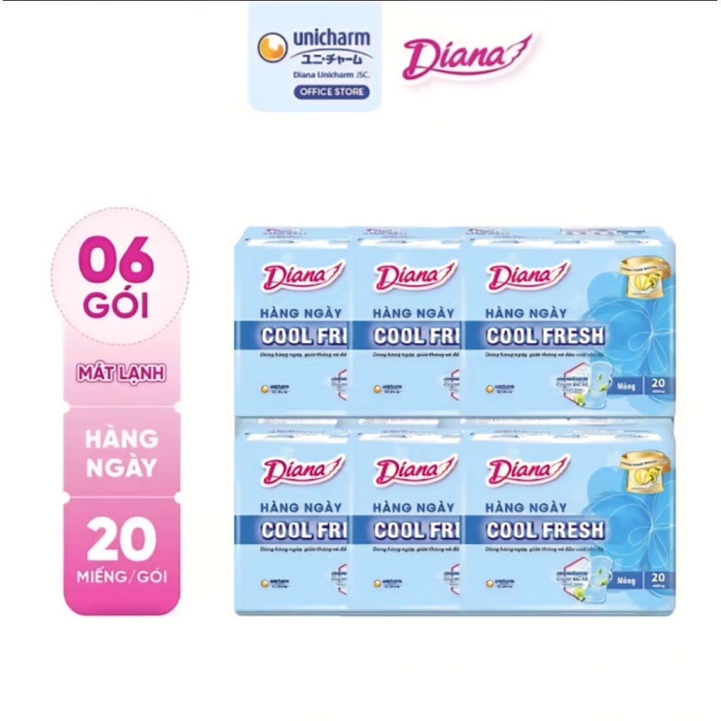 Lốc 6 gói Diana hàng ngày Sensi Cool Fresh 20 miếng