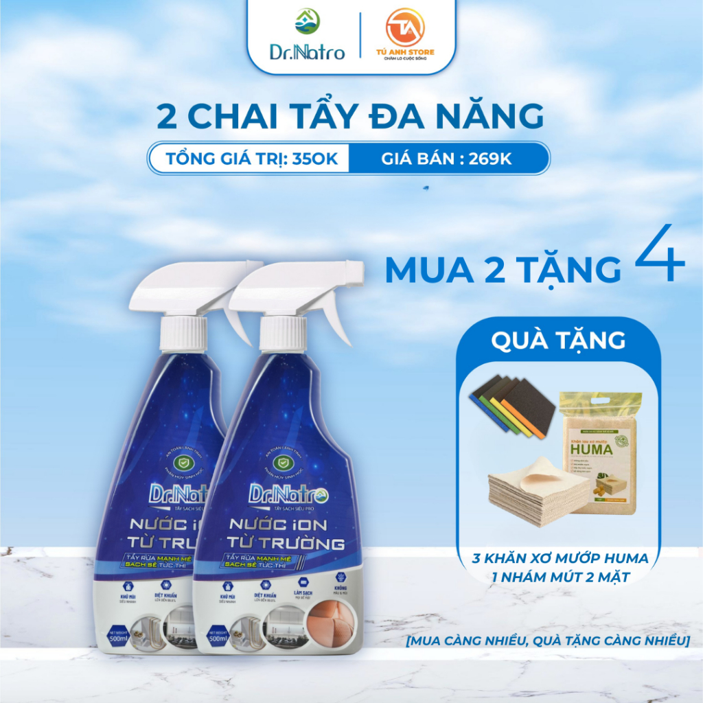 Combo 2 Tẩy đa năng Dr Natro - Tẩy rỉ sét, ố vàng trên bếp, rỗ nhựa, cửa sắt, đáy nồi, chảo