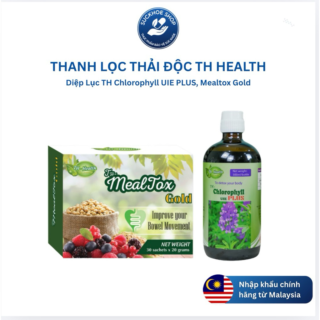 Thanh lọc Thải độc giảm cân TH HEALTH, Diệp Lục TH Chlorophyll UIE PLUS, Mealtox Gold