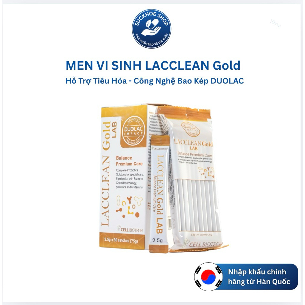 Lacclean gold Hàn Quốc Men vi sinh bao kép bổ sung lợi khuẩn Probiotic hỗ trợ tiêu hoá, giảm cân