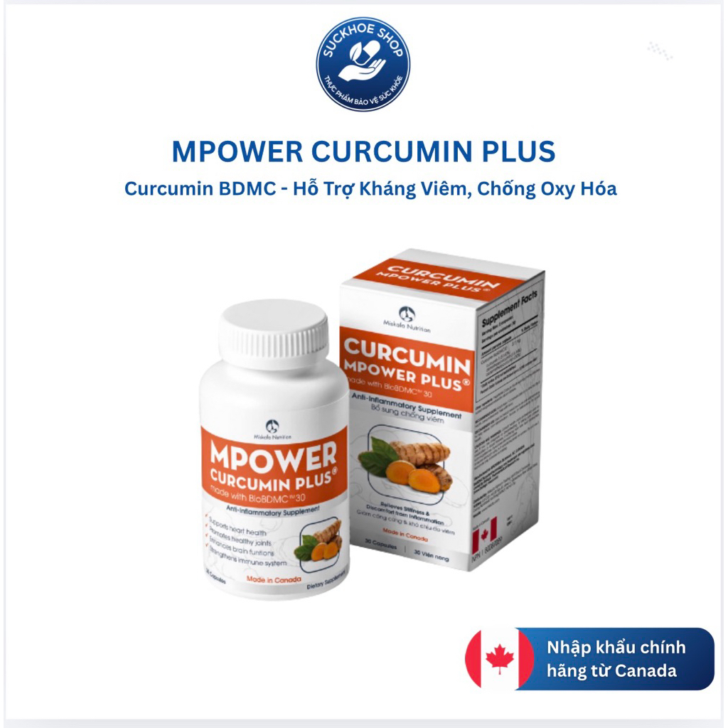 Mpower Curcumin Plus - Curcumin BDMC, Hỗ Trợ Chống Oxy Hóa