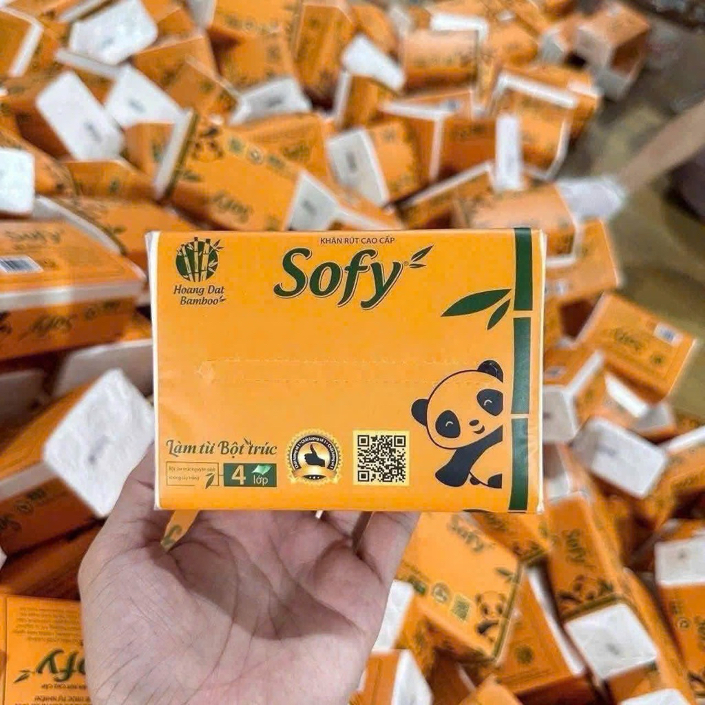 (Combo 2 lốc) Giấy Rút Gấu Trúc Sofy 4 Lớp Cao Cấp – 10 Gói/Lốc | Giấy Lụa Mềm Mịn, Dai Bền, Không Bụi